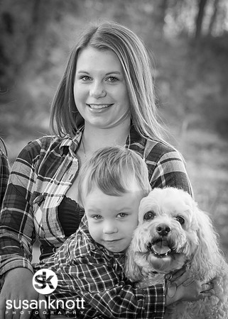 Mother and son with dog photo